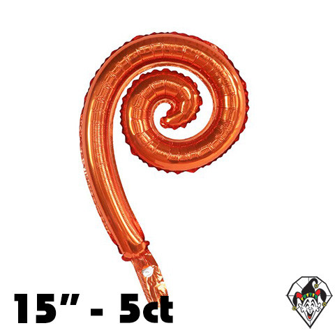 15 Inch Curly Orange Foil Balloon 5ct