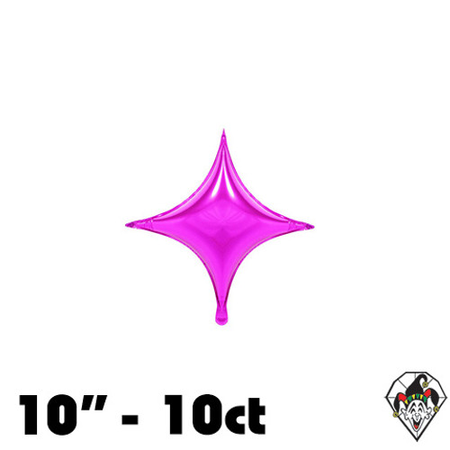 10 Inch Star Points Fuchsia Foil Balloon 10ct