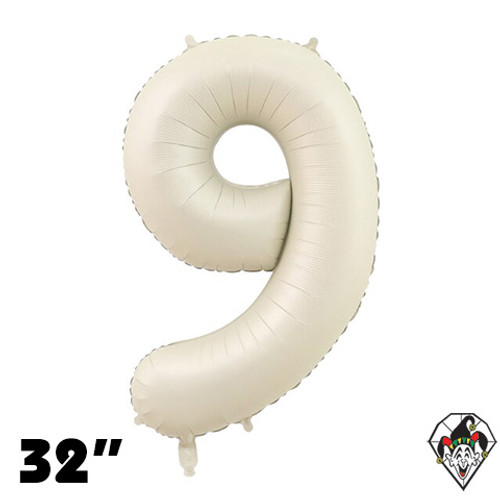 32 Inch Number 9 Creamy White Foil Balloon 1ct