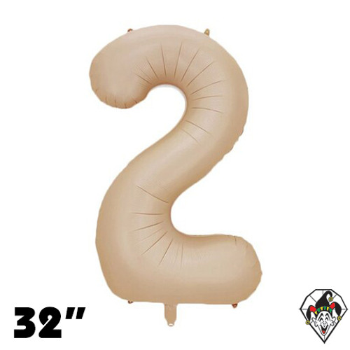 32 Inch Number 2 Caramel Foil Balloon 1ct