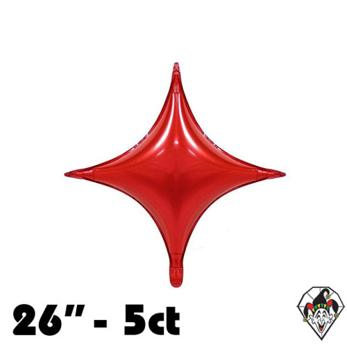 26 Inch Star Points Red Foil Balloon 5ct