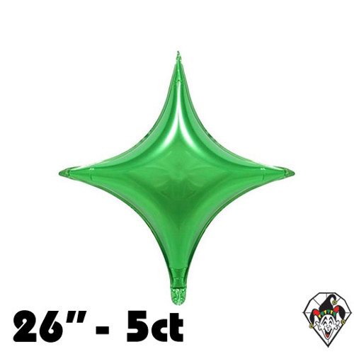 26 Inch Star Points Green Foil Balloon 5ct