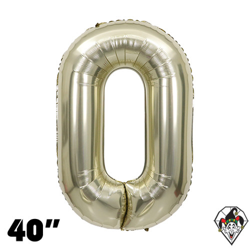 40 Inch Number Zero White Gold Balloon 1ct