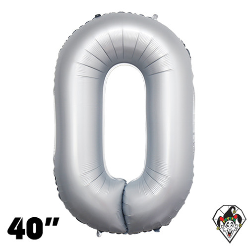 40 Inch Number Zero Chrome White Balloon 1ct