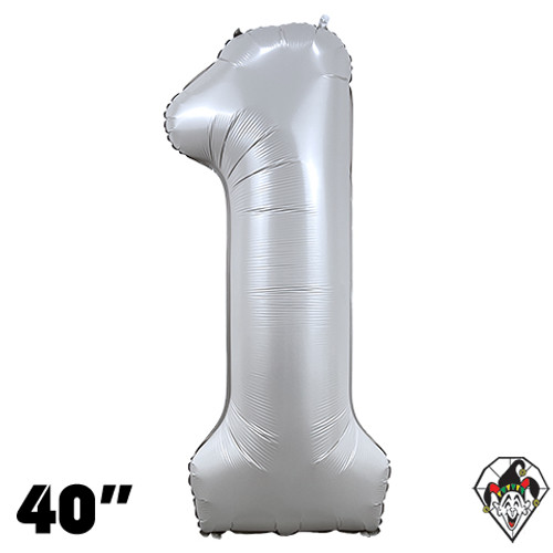40 Inch Number 1 Chrome White Balloon 1ct
