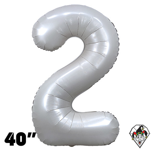 40 Inch Number 2 Chrome White Balloon 1ct
