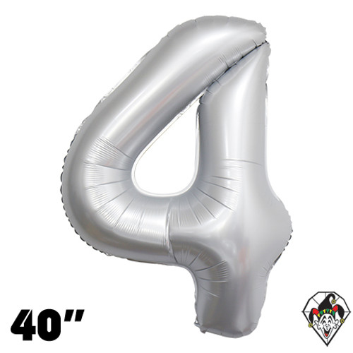 40 Inch Number 4 Chrome White Balloon 1ct