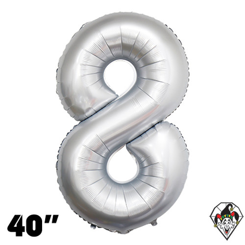 40 Inch Number 8 Chrome White Balloon 1ct