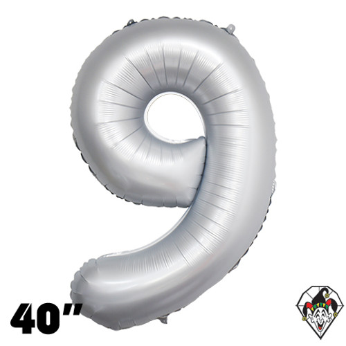 40 Inch Number 9 Chrome White Balloon 1ct