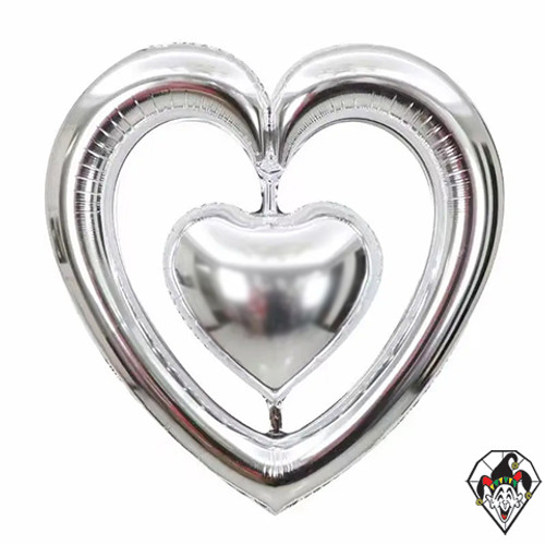 40 Inch Shape Silver Heart Balloon 1ct
