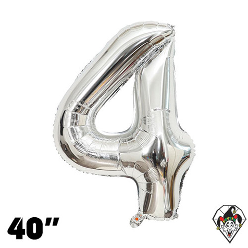 40 Inch Number 4 Silver Foil Balloon 1ct