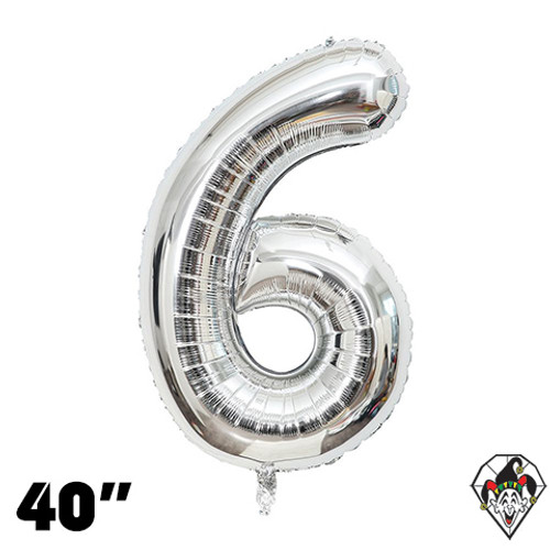 40 Inch Number 6 Silver Foil Balloon 1ct