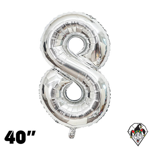 40 Inch Number 8 Silver Foil Balloon 1ct
