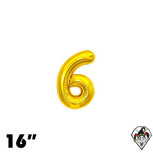 16 Inch Number 6 Gold Foil Balloon 1ct