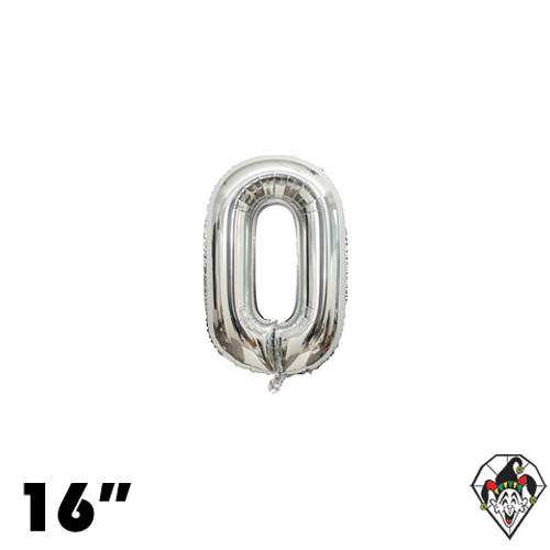 16 Inch Number 0 Silver Foil Balloon 1ct