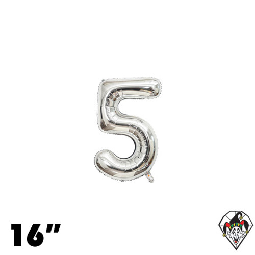 16 Inch Number 5 Silver Foil Balloon 1ct