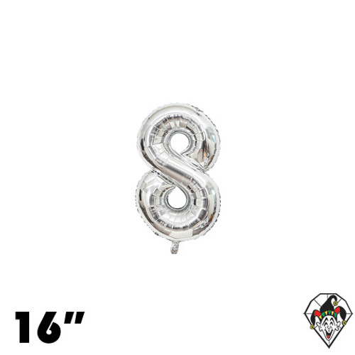 16 Inch Number 8 Silver Foil Balloon 1ct