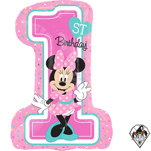 28 Inch Shape Minnie 1st Birthday Foil Balloon Anagram 1ct