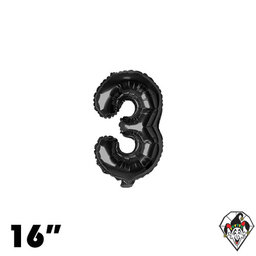 16 Inch Number 3 Black Foil Balloon 1ct