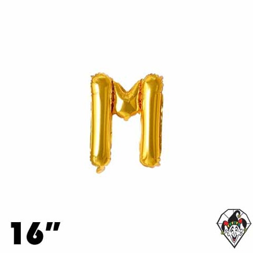 16 Inch Letter M Gold Foil Balloon 1ct