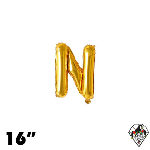 16 Inch Letter N Gold Foil Balloon 1ct