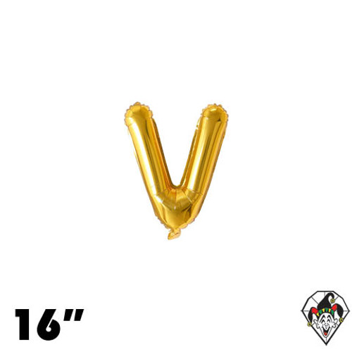 16 Inch Letter V Gold Foil Balloon 1ct