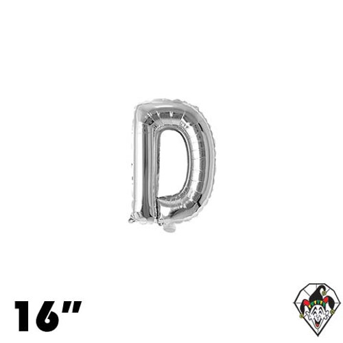 16 Inch Letter D Silver Foil Balloon 1ct