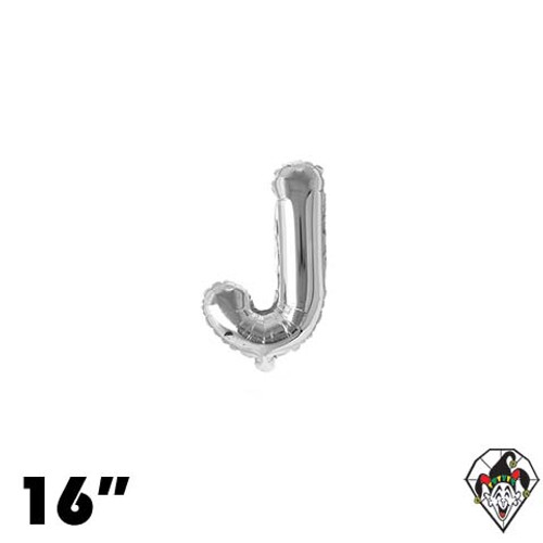 16 Inch Letter J Silver Foil Balloon 1ct