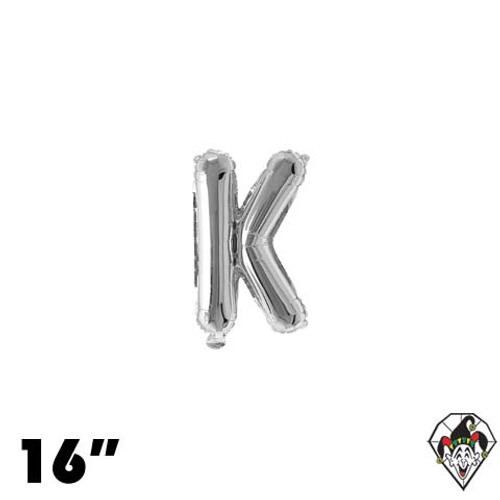 16 Inch Letter K Silver Foil Balloon 1ct