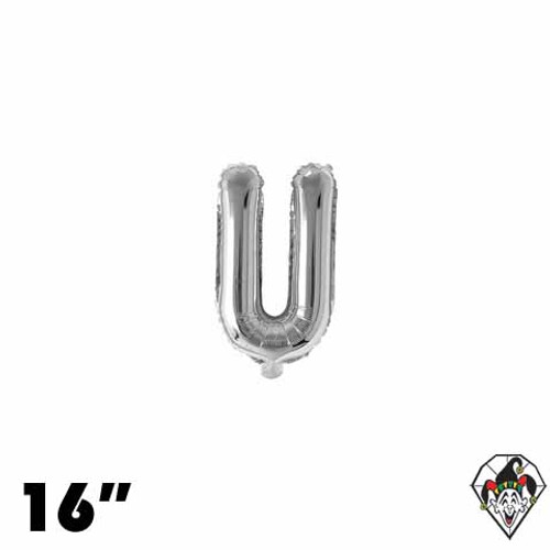 16 Inch Letter U Silver Foil Balloon 1ct