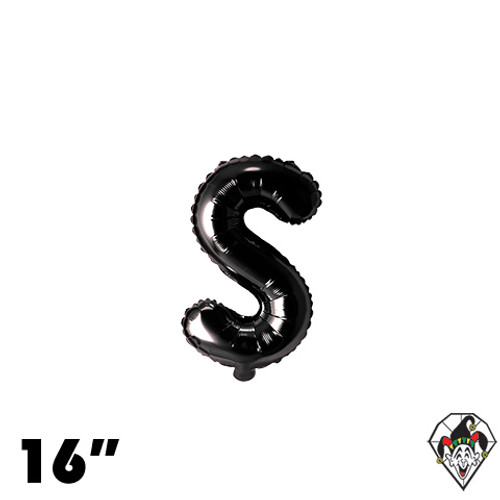 16 Inch Letter S Black Foil Balloon 1ct