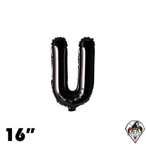 16 Inch Letter U Black Foil Balloon 1ct