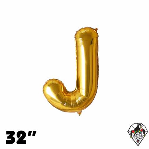 32 Inch Letter J Gold Foil Balloon 1ct
