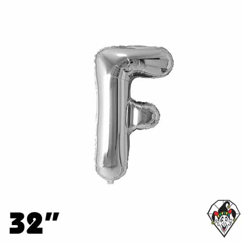32 Inch Letter F Silver Foil Balloon 1ct