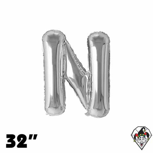 32 Inch Letter N Silver Foil Balloon 1ct