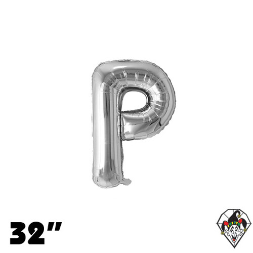 32 Inch Letter P Silver Foil Balloon 1ct