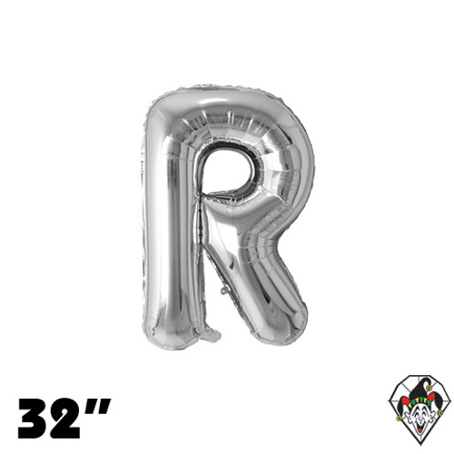 32 Inch Letter R Silver Foil Balloon 1ct