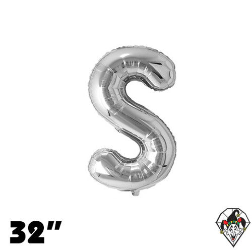 32 Inch Letter S Silver Foil Balloon 1ct