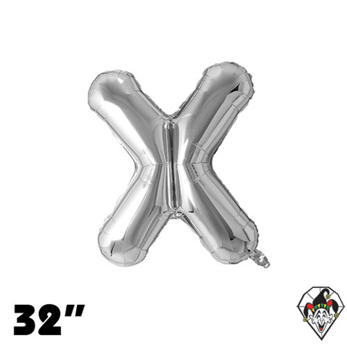 32 Inch Letter X Silver Foil Balloon 1ct