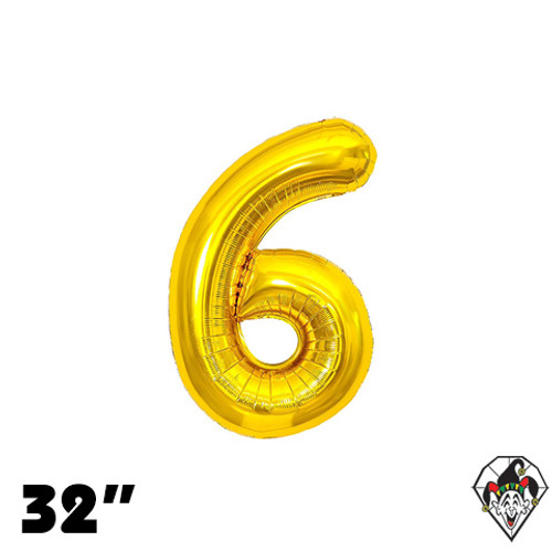 32 Inch Number 6 Gold Foil Balloon 1ct