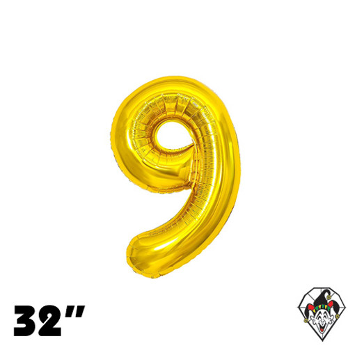 32 Inch Number 9 Gold Foil Balloon 1ct