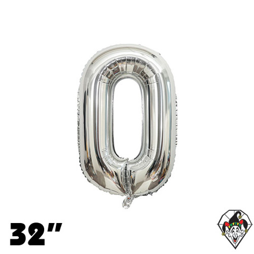 32 Inch Number 0 Silver Foil Balloon 1ct