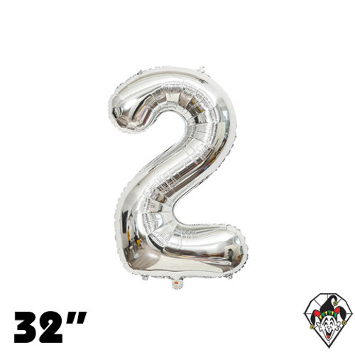 32 Inch Number 2 Silver Foil Balloon 1ct