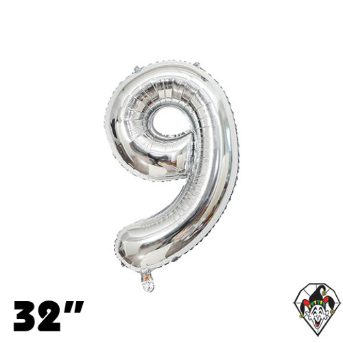 32 Inch Number 9 Silver Foil Balloon 1ct