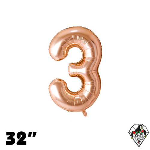 32 Inch Number 3 Champagne Gold Foil Balloon 1ct