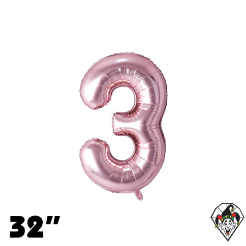 32 Inch Number 3 Rose Gold Foil Balloon 1ct