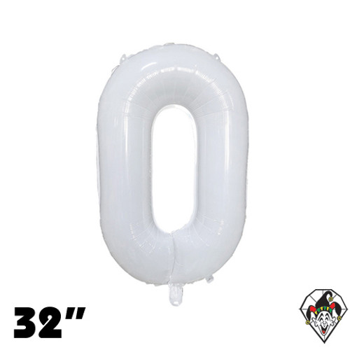 32 Inch Number 0 Milky White Foil Balloon 1ct