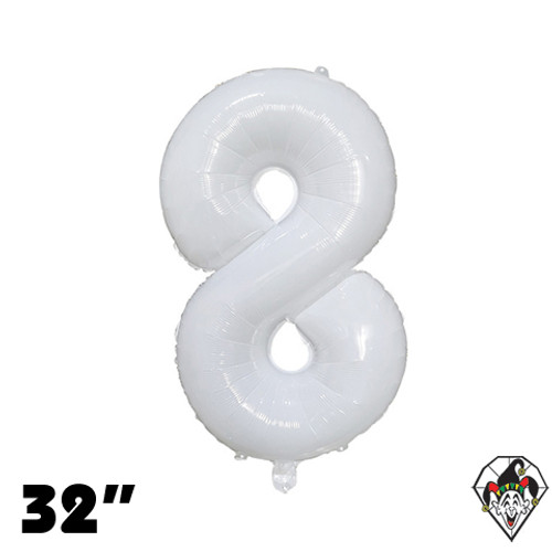 32 Inch Number 8 Milky White Foil Balloon 1ct