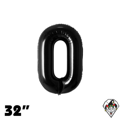 32 Inch Number 0 Black Foil Balloon 1ct