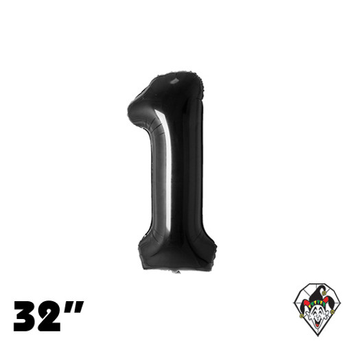 32 Inch Number 1 Black Foil Balloon 1ct